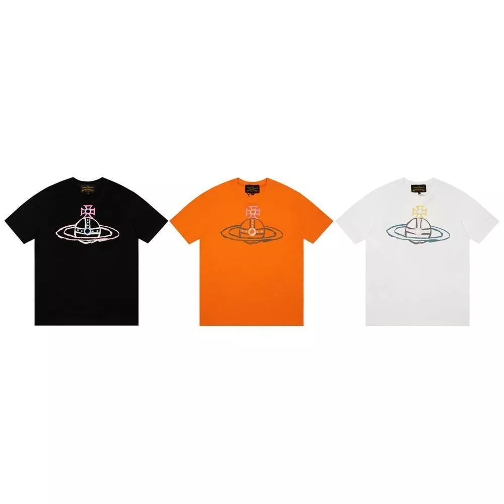【Vivienne Westwood】?? เสื้อแขนสั้น พิมพ์ดาวเสาร์ คอกลมคอตตอน เสื้อยืด มี 3 สีให้เลือก ยูนิเซ็กส์